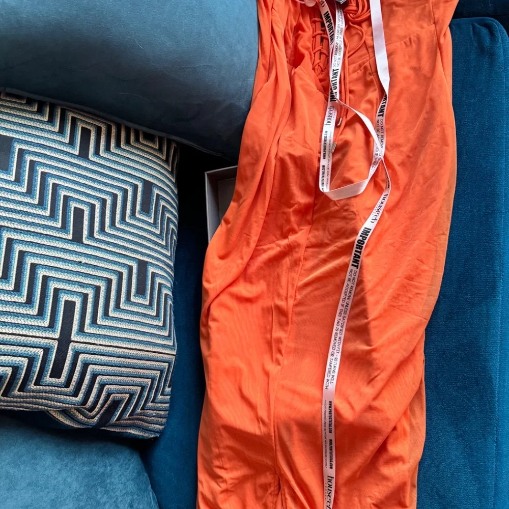 House of CB Aiza Flame Orange Lace Corset Maxi Dress NWT - Picture 10 of 16